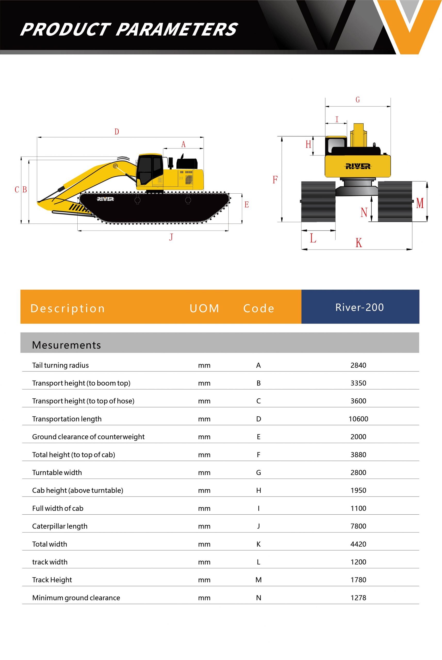 river-200 amphibious excavator-200