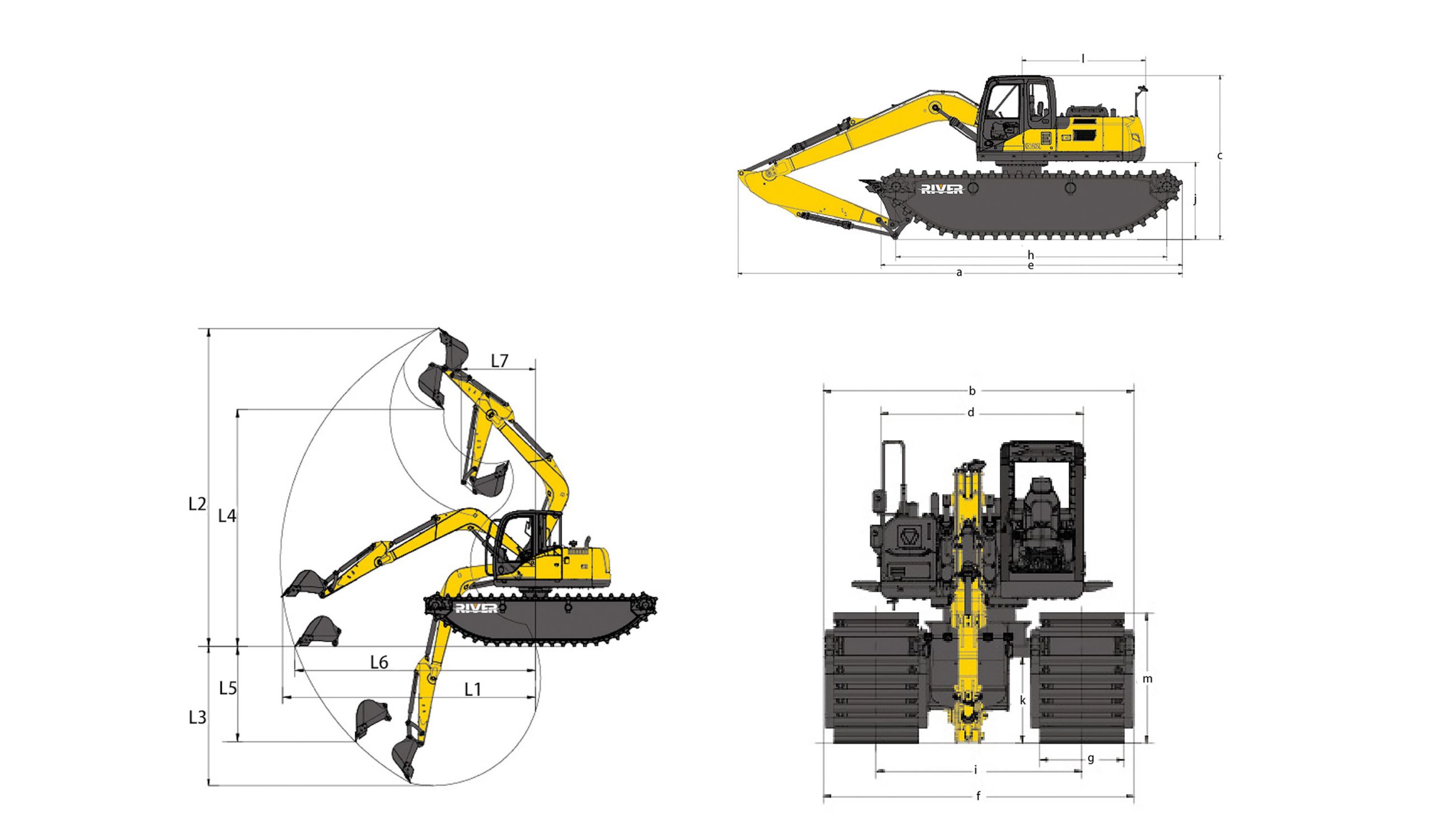 amphibious excavator Parameter diagram
