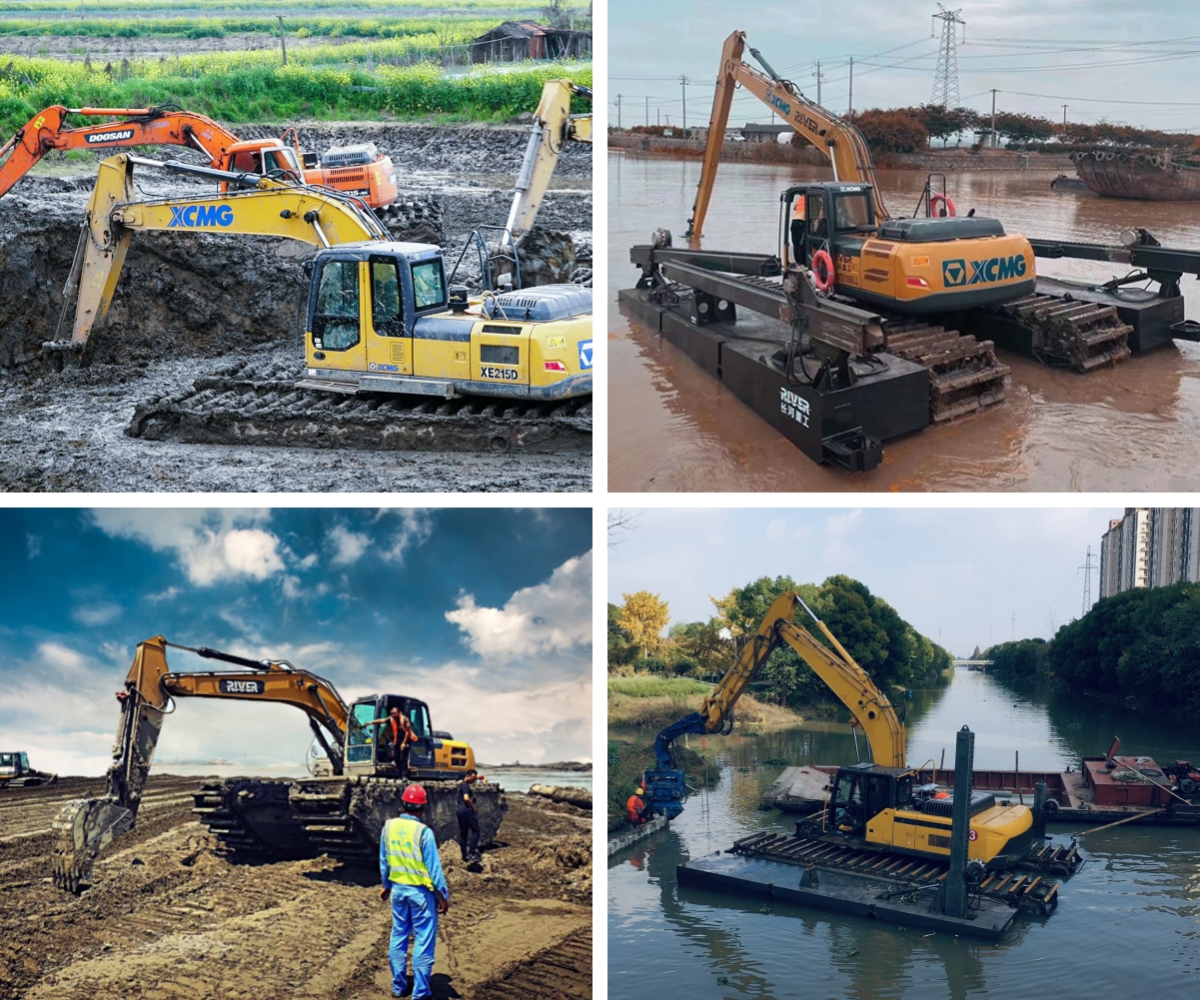 Working environment of amphibious excavators