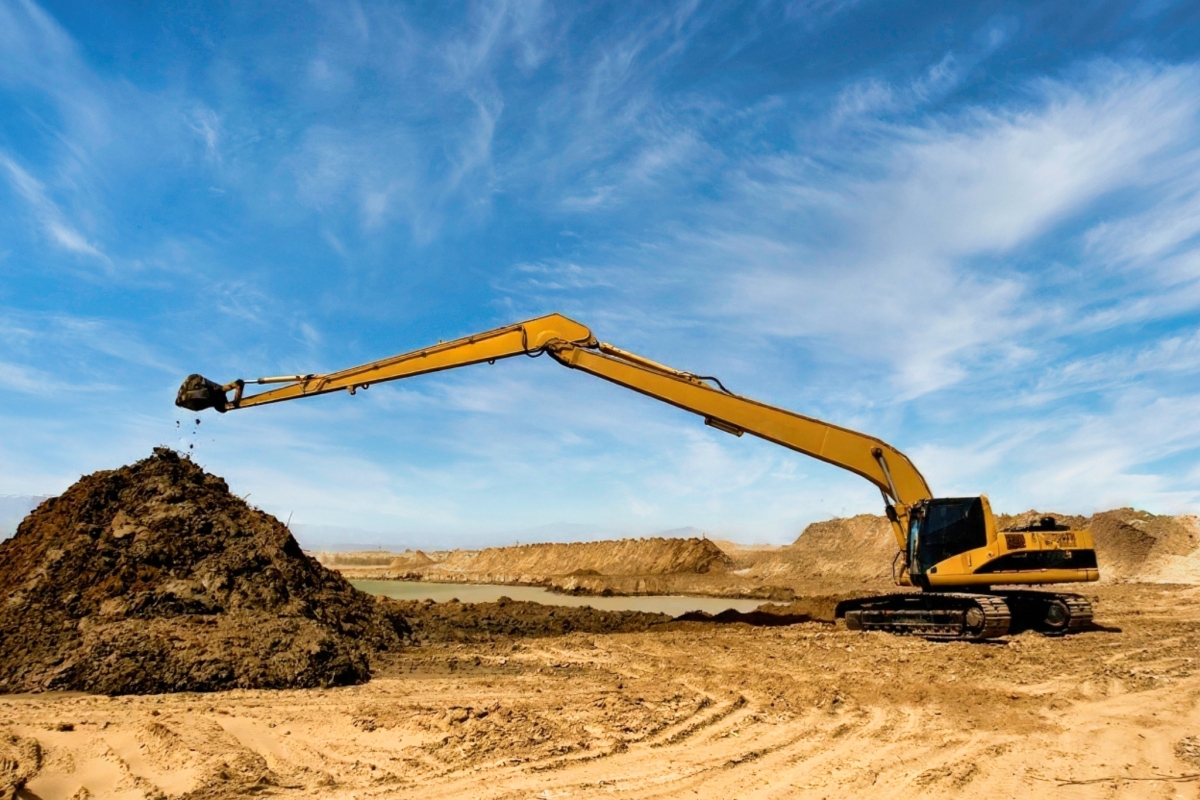Long Reach Excavator Working