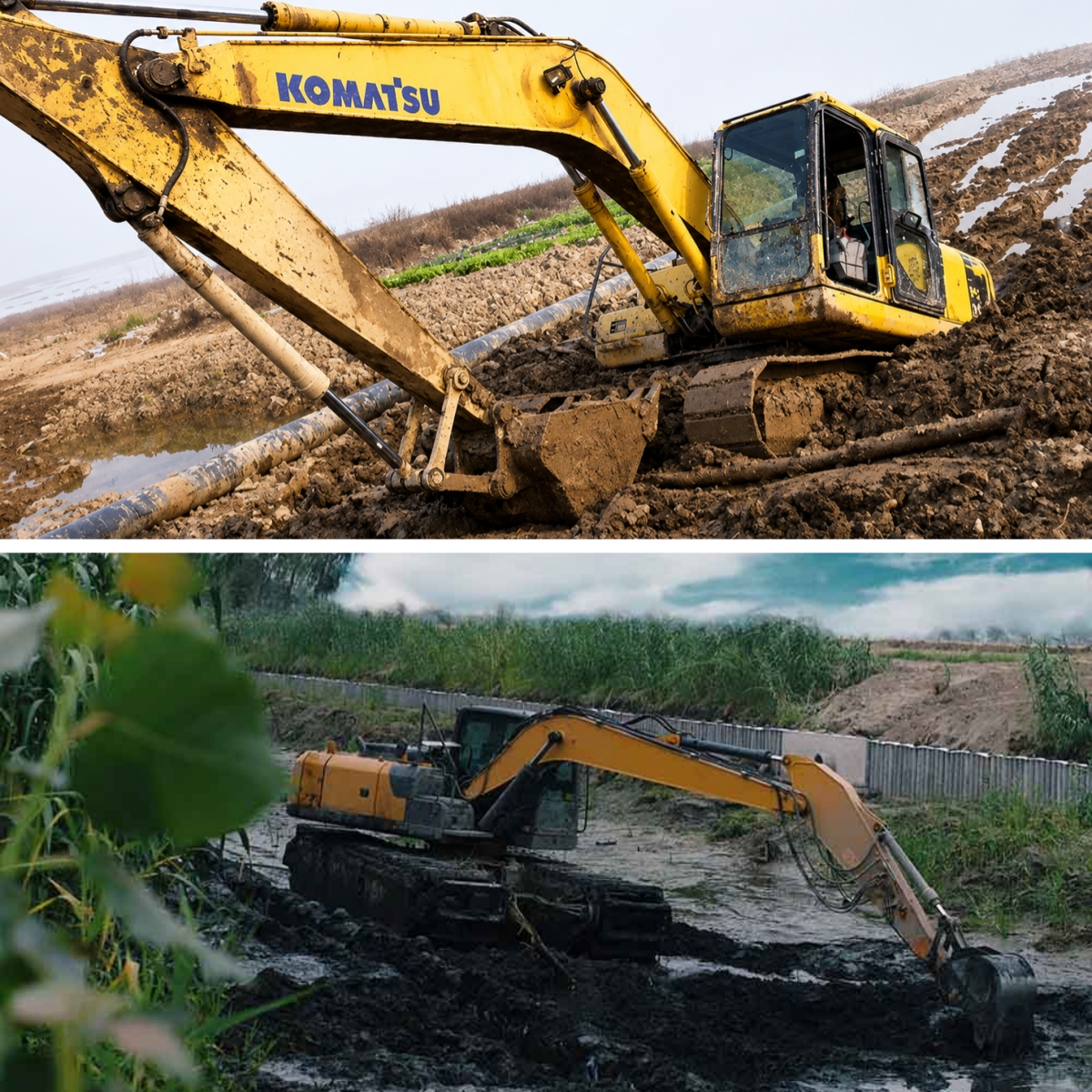 Conventional Excavator vs Amphibious Excavator
