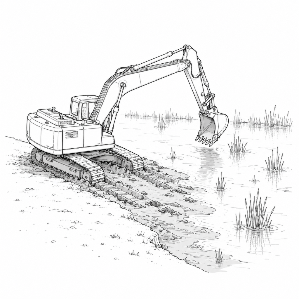 Land machinery has difficulty working in water